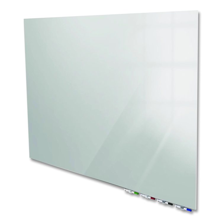 Aria Low-Profile Frameless Magnetic Glassboard, 72" x 48", Gray Surface