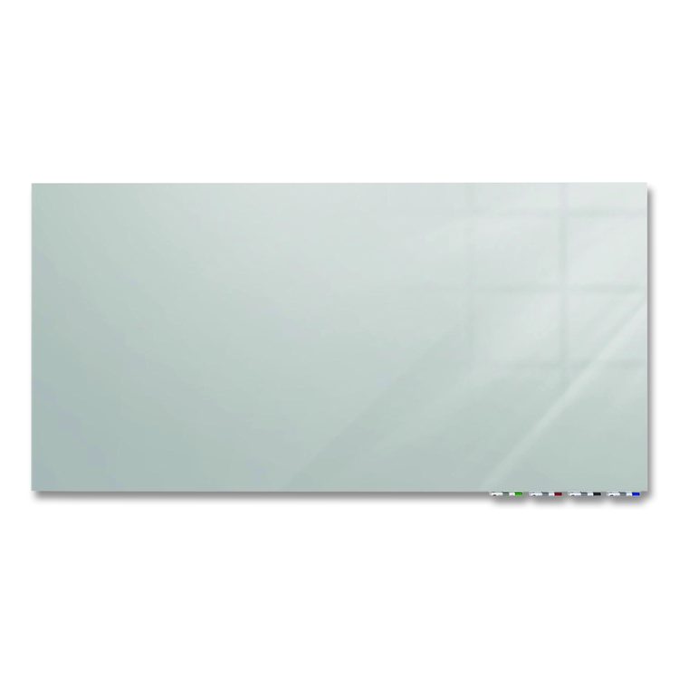 Aria Low-Profile Frameless Magnetic Glassboard, 72" x 48", Gray Surface