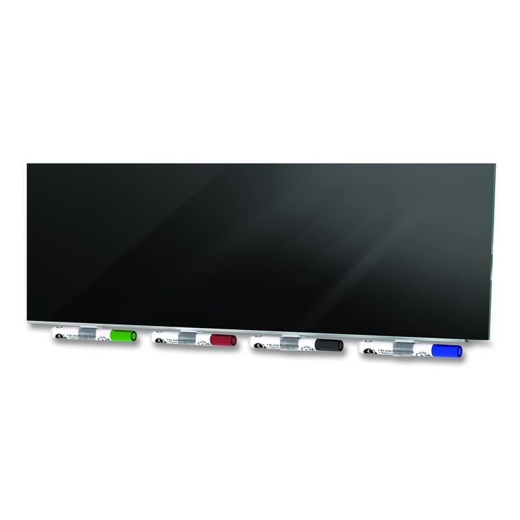 Aria Low-Profile Frameless Magnetic Glassboard, 96" x 48", Black Surface