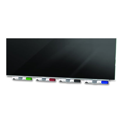 Aria Low-Profile Frameless Magnetic Glassboard, 96" x 48", Black Surface