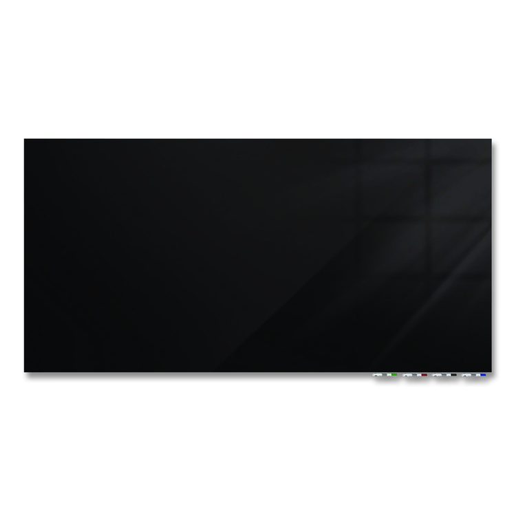 Aria Low-Profile Frameless Magnetic Glassboard, 96" x 48", Black Surface
