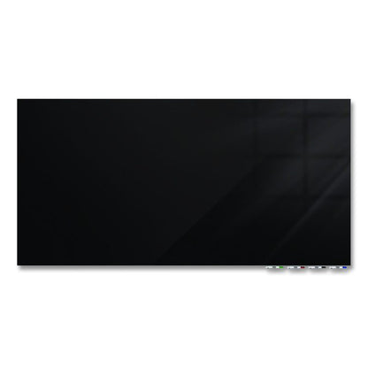 Aria Low-Profile Frameless Magnetic Glassboard, 96" x 48", Black Surface