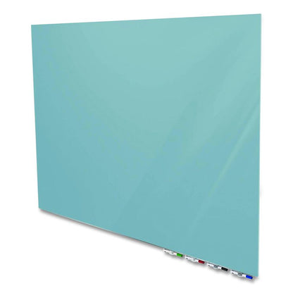 Aria Low-Profile Frameless Magnetic Glassboard, 96" x 48", Denim Blue Surface