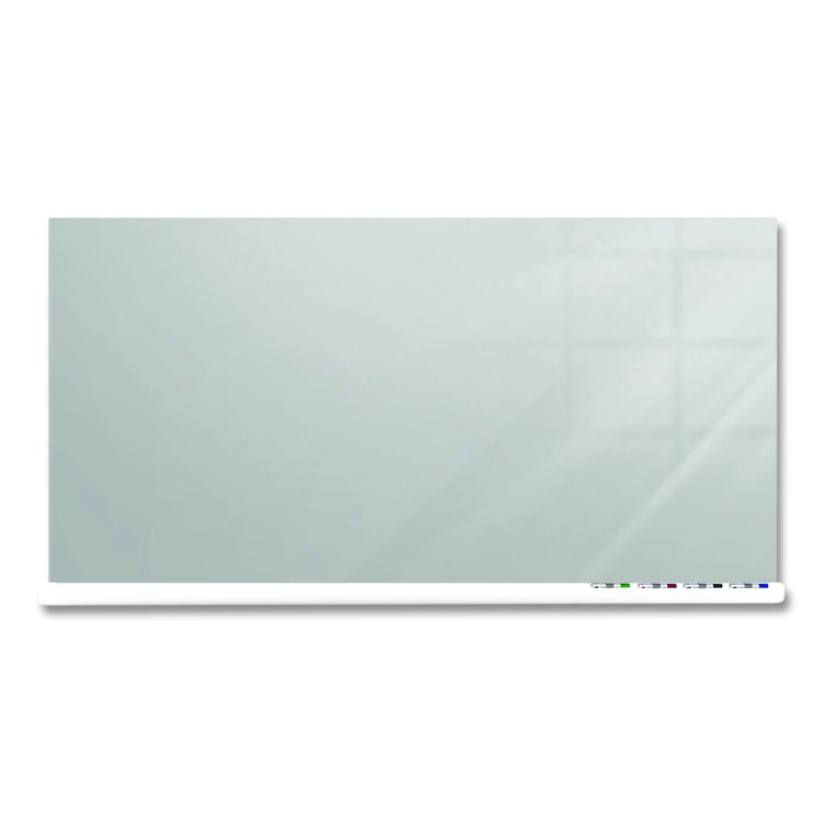 Aria Low-Profile Frameless Magnetic Glassboard, 96" x 48", Gray Surface