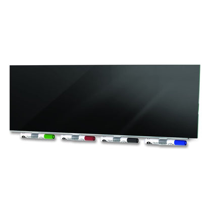 Aria Low-Profile Frameless Magnetic Glassboard, 120" x 48", Black Surface