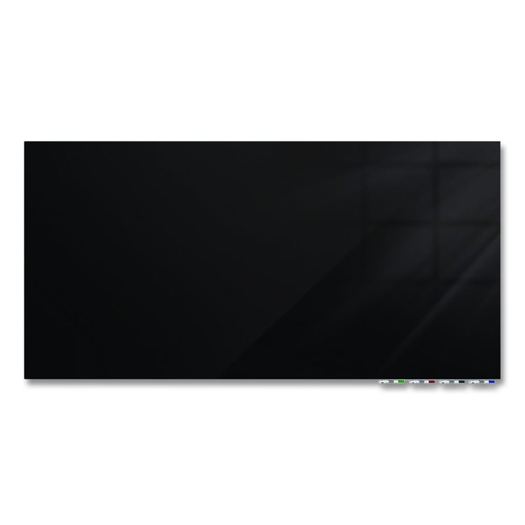 Aria Low-Profile Frameless Magnetic Glassboard, 120" x 48", Black Surface