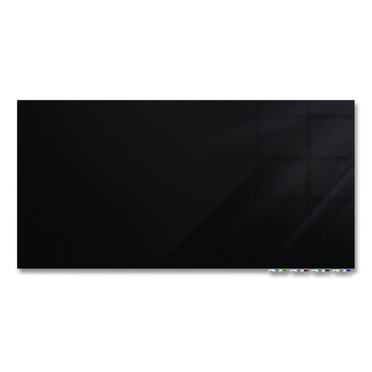 Aria Low-Profile Frameless Magnetic Glassboard, 120" x 48", Black Surface