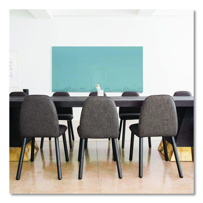 Aria Low-Profile Frameless Magnetic Glassboard, 120" x 48", Denim Blue Surface