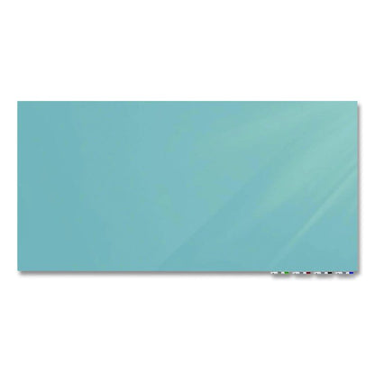 Aria Low-Profile Frameless Magnetic Glassboard, 120" x 48", Denim Blue Surface