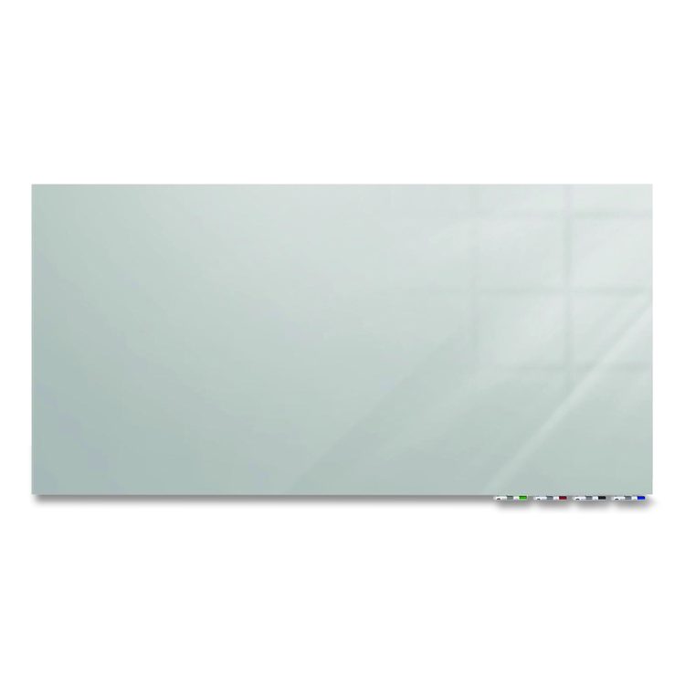 Aria Low-Profile Frameless Magnetic Glassboard, 120" x 48", Gray Surface