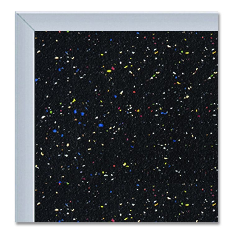 Recycled Bulletin Board, 87.91 x 48.5, Confetti Surface, Satin Aluminum Frame