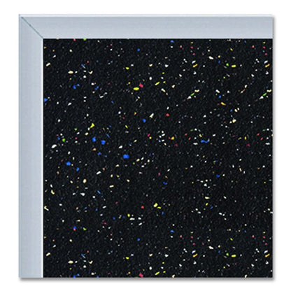 Recycled Bulletin Board, 87.91 x 48.5, Confetti Surface, Satin Aluminum Frame