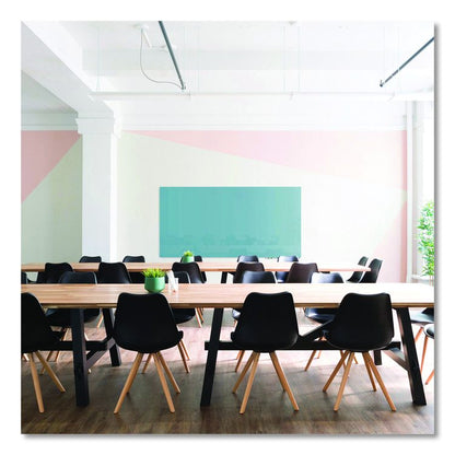 Aria Low-Profile Frameless Magnetic Glassboard, 36" x 24", Denim Blue Surface