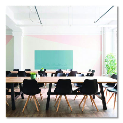 Aria Low-Profile Frameless Magnetic Glassboard, 60" x 36", Denim Blue Surface