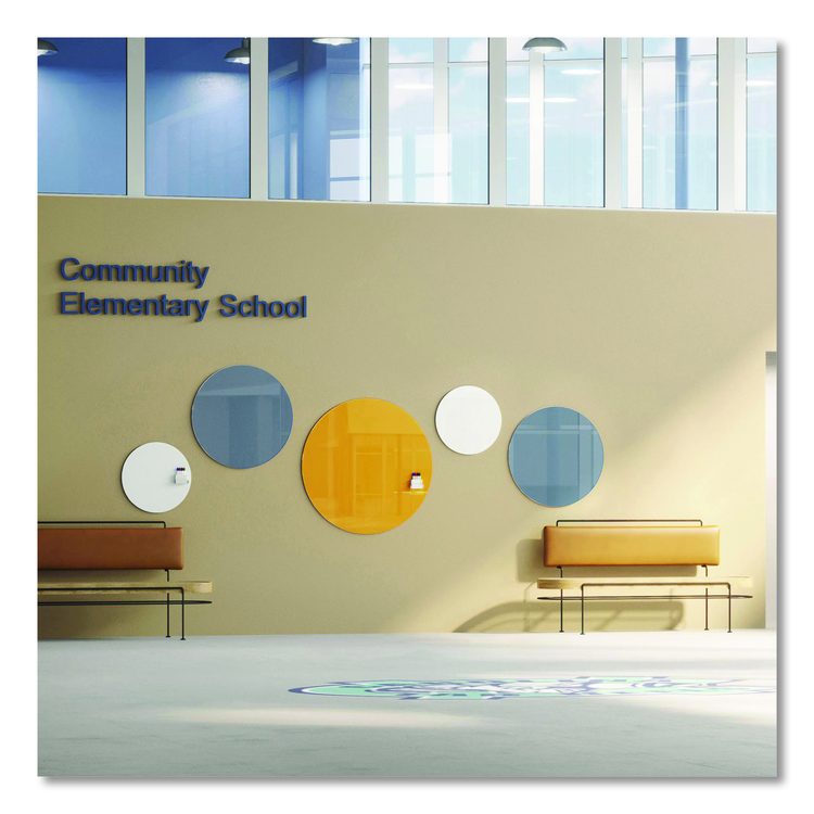 Coda Low Profile Circular Magnetic Glassboard, 36 x 36, Denim Surface