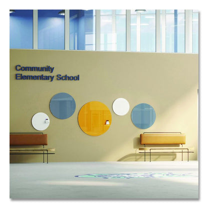 Coda Low Profile Circular Non-Magnetic Glassboard, 48 x 48, Denim Surface