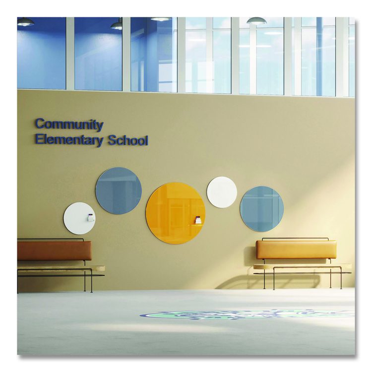 Coda Low Profile Circular Non-Magnetic Glassboard, 36 x 36, Denim Surface
