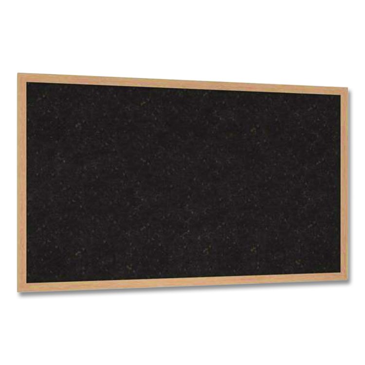 Natural Cork Bulletin Board with Wood Frame, 87.94" x 48.5", Chocolate Surface, Natural Oak Frame