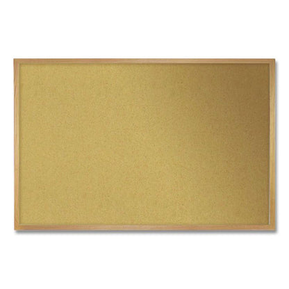 Natural Cork Bulletin Board with Wood Frame, 87.94" x 48.5", Tan Surface, Natural Oak Frame