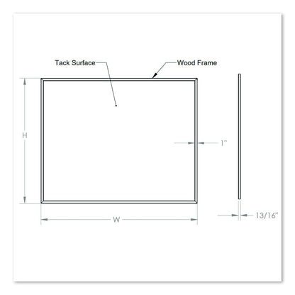 Natural Cork Bulletin Board with Wood Frame, 87.94" x 48.5", Tan Surface, Natural Oak Frame