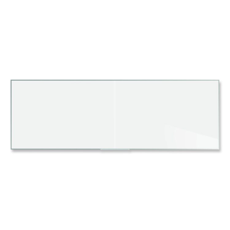 Two-Piece M2 Non-Magnetic Whiteboard with Aluminum Frame, 144.5" x 48.5", White Surface, Satin Aluminum Frame