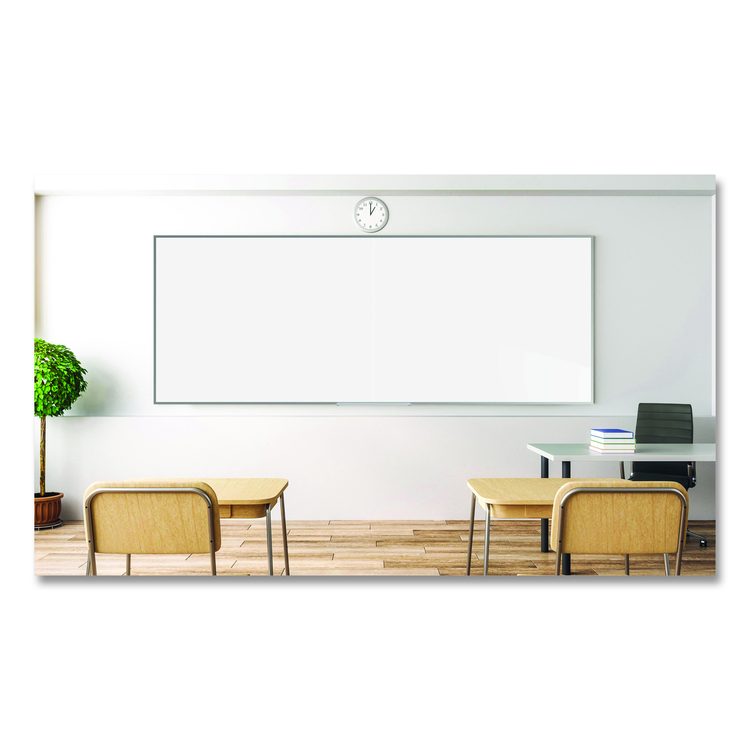 Two-Piece M2 Non-Magnetic Whiteboard with Aluminum Frame, 144.5" x 48.5", White Surface, Satin Aluminum Frame