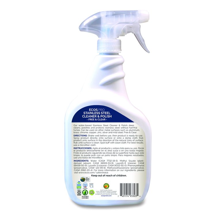 Stainless Steel Cleaner and Polish, 32 oz Spray Bottle, 6/Carton