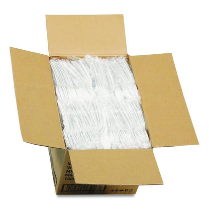 Fieldware Cutlery, Individually Wrapped, Mediumweight Spoon, Plastic, White, 1,000/Carton