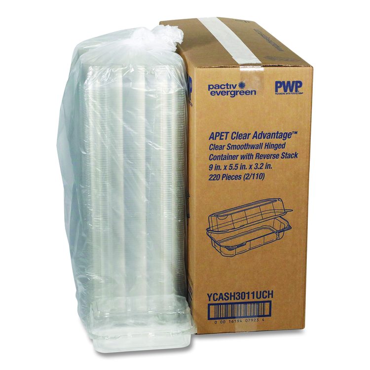 Hoagie Hinged Lid Container, 9 x 5.5 x 3.2, Clear, Plastic, 220/Carton