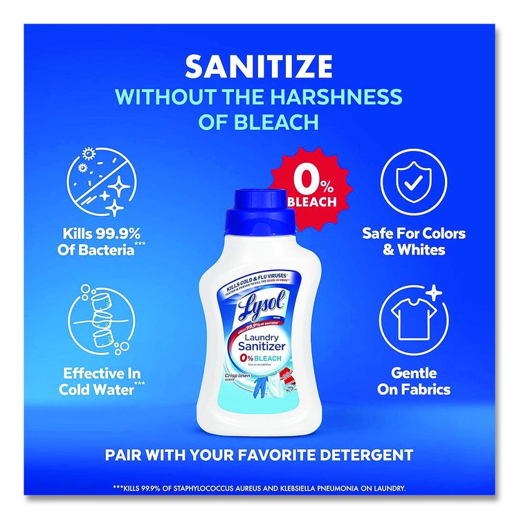 Laundry Sanitizer, Crisp Linen Scent, 21 oz Bottle, 6/Carton