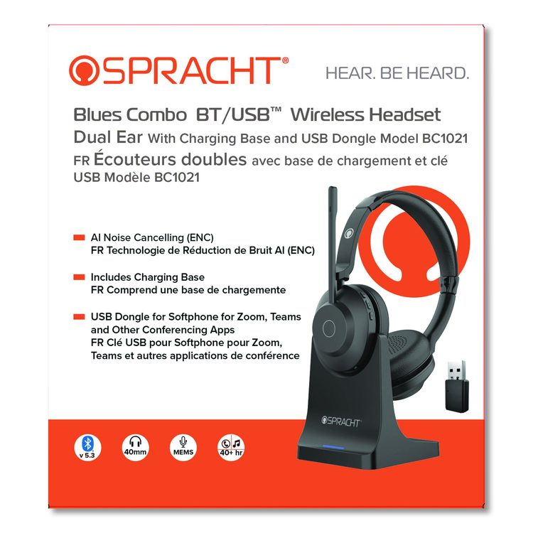 Blues Combo Binaural Headset, Over The Ear, Black