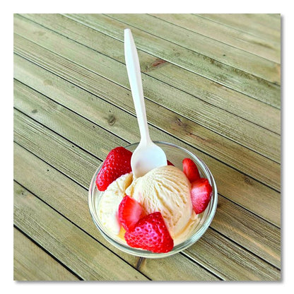 Mediumweight Polypropylene Cutlery, Spoon, 5.31", Plastic, White, 1,000/Carton
