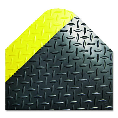 Industrial Deck Plate Anti-Fatigue Mat, Rectangular, Black/Yellow Raised Diamond Surface, 24" x 36"