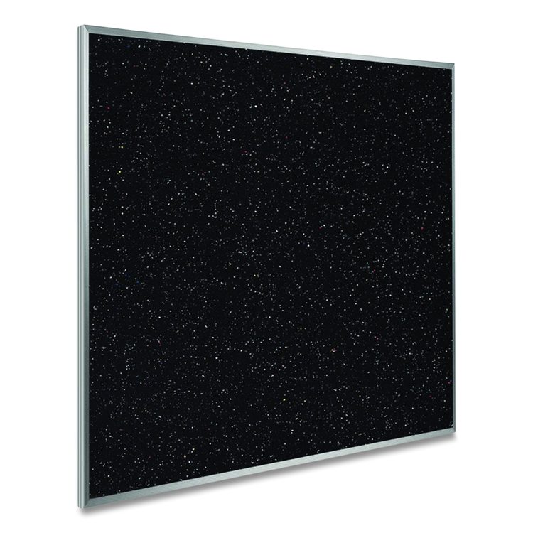 Recycled Bulletin Board, 87.91 x 48.5, Confetti Surface, Satin Aluminum Frame