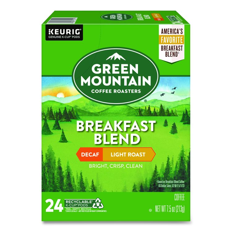 Breakfast Blend Decaf Coffee K-Cups, 24/Box