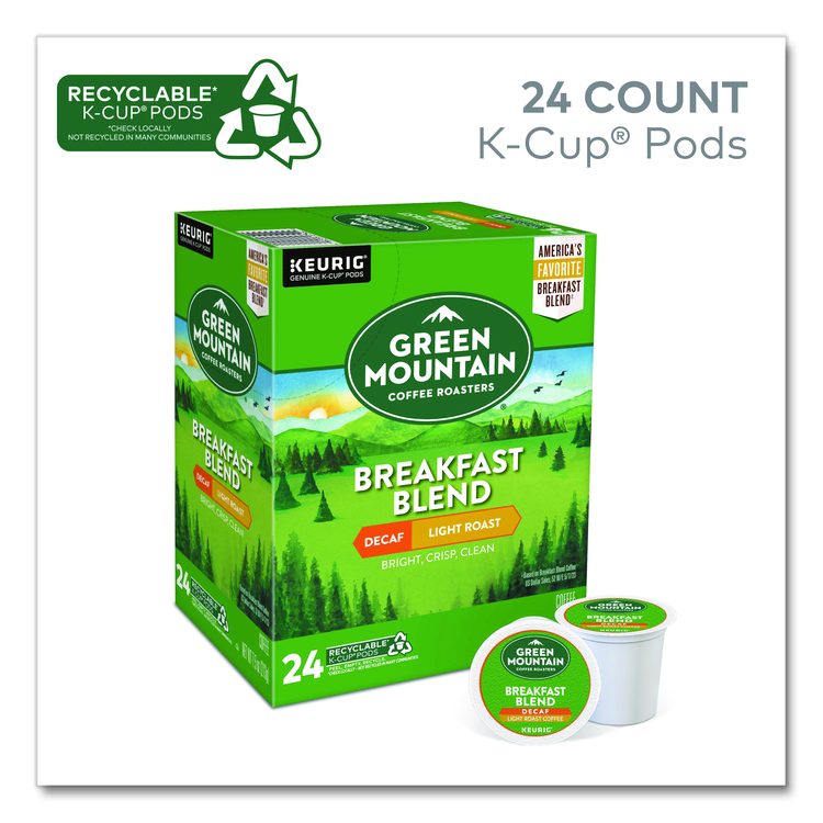 Breakfast Blend Decaf Coffee K-Cups, 24/Box