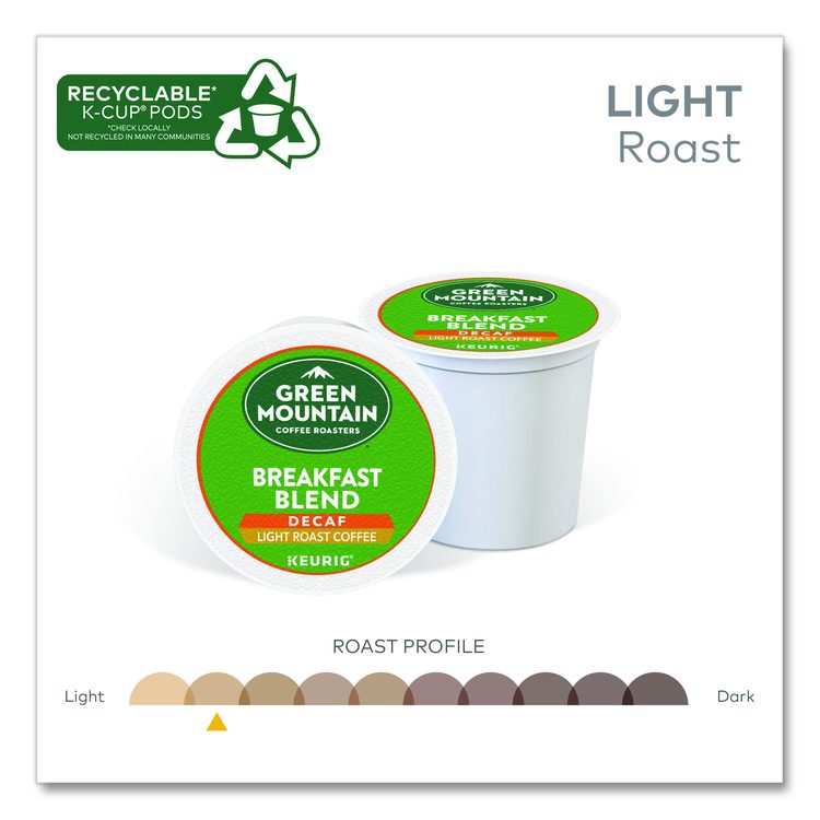 Breakfast Blend Decaf Coffee K-Cups, 96/Carton