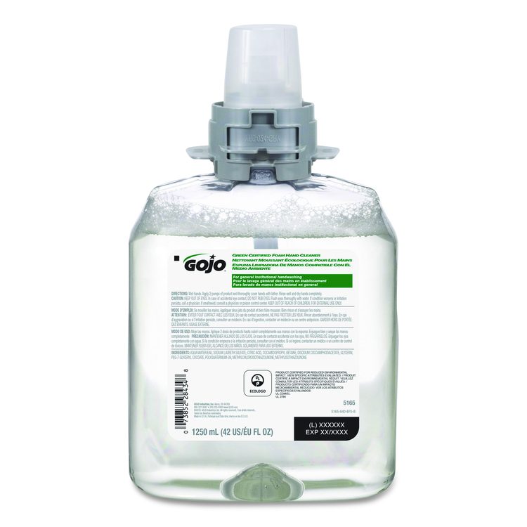 Green Certified Foam Hand Cleaner Refill, Unscented, 1,250 mL, 4/Carton