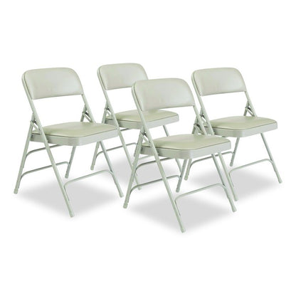 1300 Series Premium Vinyl Upholstered Triple Brace Double Hinge Folding Chair, Supports 500 lb, Gray Seat/Back/Base, 4/Carton