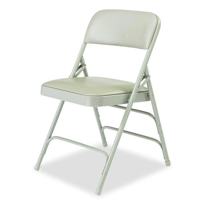 1300 Series Premium Vinyl Upholstered Triple Brace Double Hinge Folding Chair, Supports 500 lb, Gray Seat/Back/Base, 4/Carton