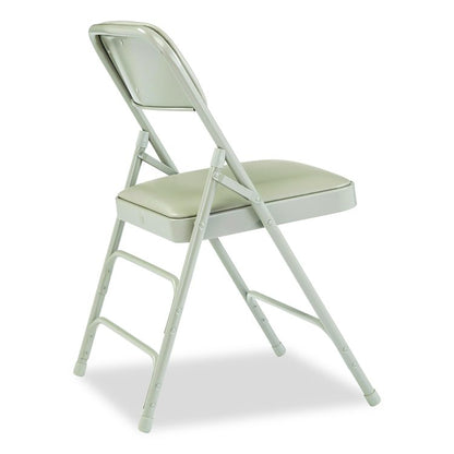 1300 Series Premium Vinyl Upholstered Triple Brace Double Hinge Folding Chair, Supports 500 lb, Gray Seat/Back/Base, 4/Carton