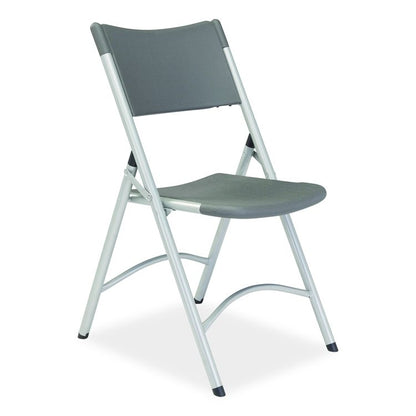 600 Series Heavy Duty Plastic Folding Chair, Supports Up to 500 lb, 18" Seat Height, Gray Seat/Back, Silver Base, 4/Carton