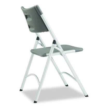 600 Series Heavy Duty Plastic Folding Chair, Supports Up to 500 lb, 18" Seat Height, Gray Seat/Back, Silver Base, 4/Carton