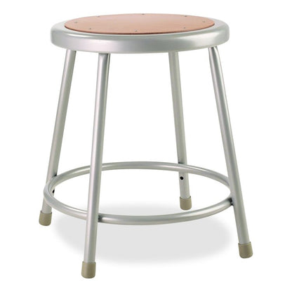 6200 Series Heavy Duty Steel Stool, Backless, Supports Up to 500 lb, 18" Seat Height, Brown Seat, Gray Base