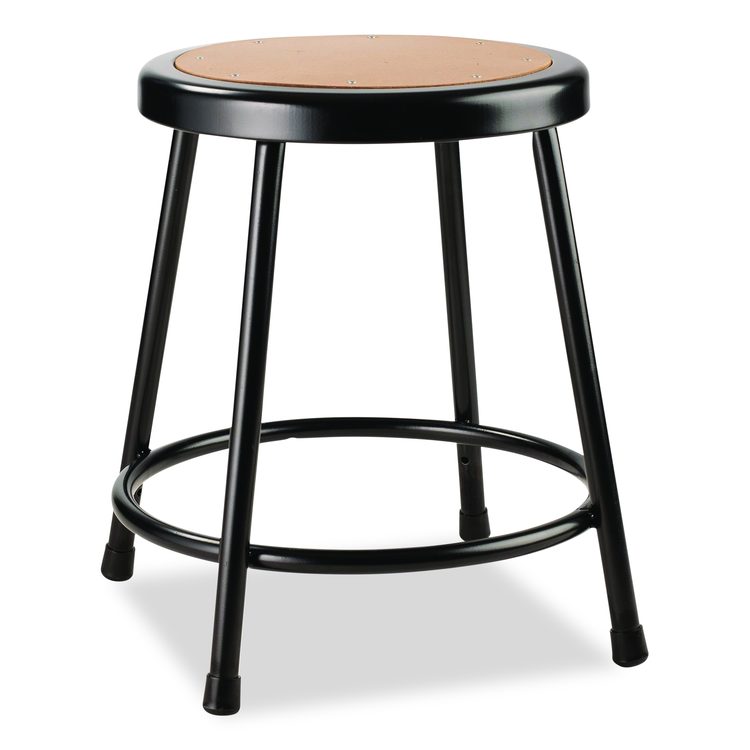 6200 Series Heavy Duty Steel Stool, Backless, Supports Up to 500 lb, 18" Seat Height, Brown Seat, Black Base