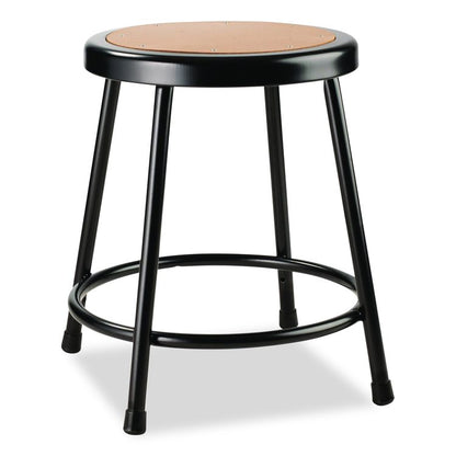 6200 Series Heavy Duty Steel Stool, Backless, Supports Up to 500 lb, 18" Seat Height, Brown Seat, Black Base