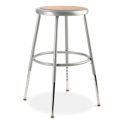 6200 Series Height Adjustable Heavy Duty Steel Stool, Backless, Supports 500lb, 19" to 27" Seat Height, Brown Seat, Gray Base