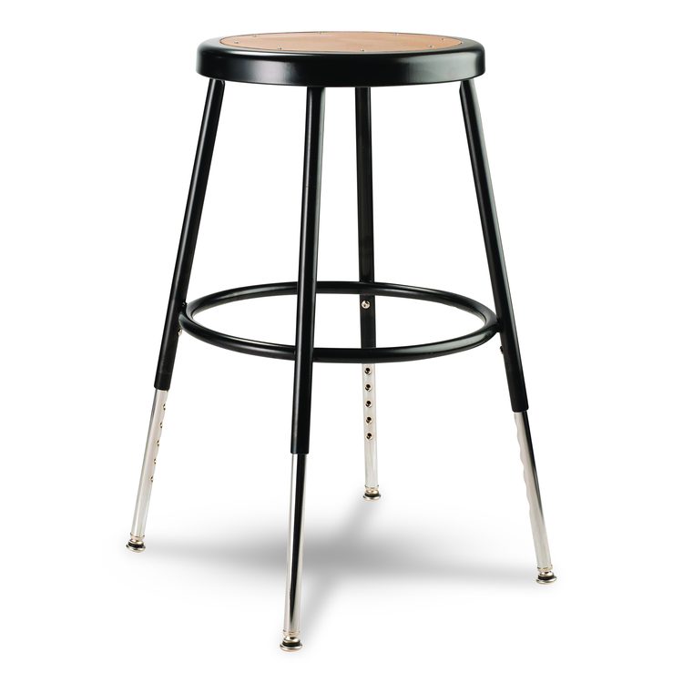 6200 Series Height Adjustable Heavy Duty Steel Stool, Backless, Supports 500lb,19' to 27' Seat Height, Brown Seat, Black Base