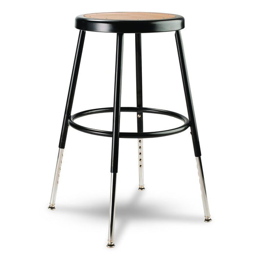 6200 Series Height Adjustable Heavy Duty Steel Stool, Backless, Supports 500lb,19' to 27' Seat Height, Brown Seat, Black Base