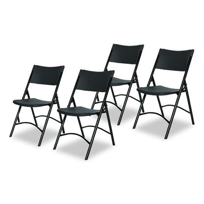 600 Series Heavy Duty Plastic Folding Chair, Supports Up to 500 lb, 18" Seat Height, Black Seat/Back/Base, 4/Carton